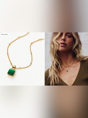 Missoma Lucy Williams Square Malachite Necklace